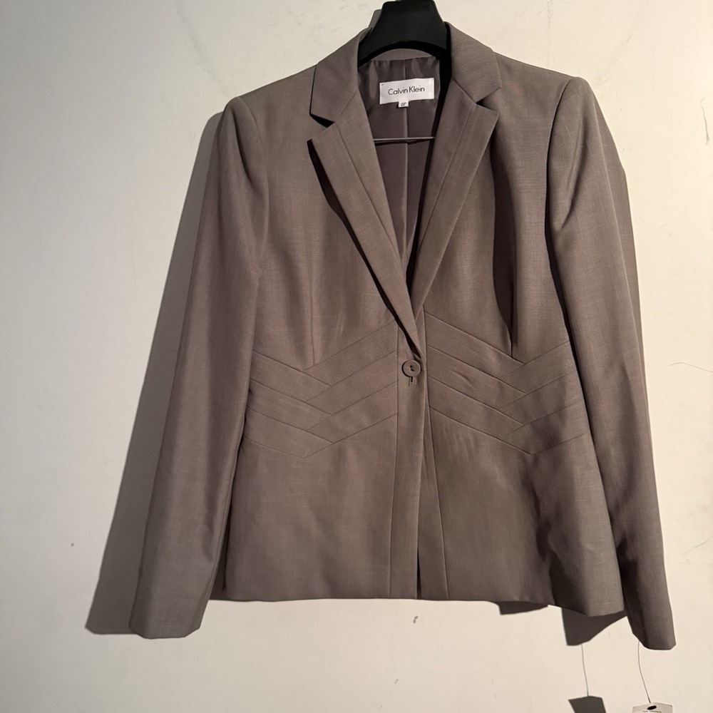Calvin‎ Klein 6 Petite Gray Blazer Capsule Basic Career Minimalist